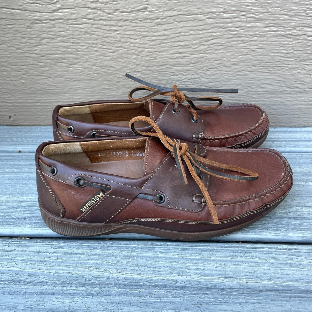 Mephisto Spinnaker Air Relax Boat Shoes Men Brown Leather Size 7.5 Deck Loafer